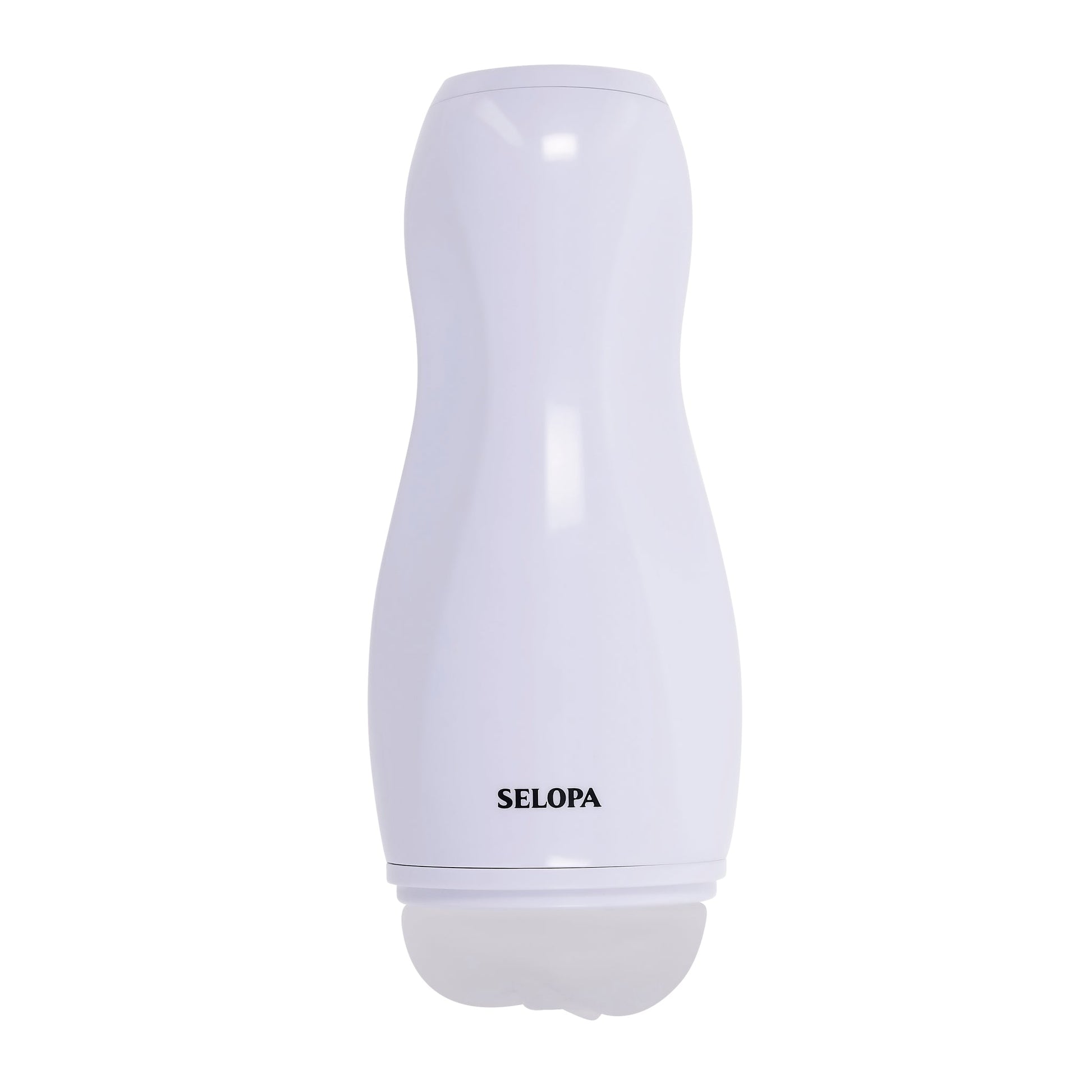 White Selopa vibrating vaginal stroker with textured interior.