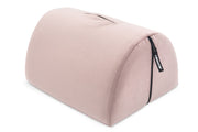 A pink Bonbon Microvelvet sex toy mount and positioning pillow with a zipper.