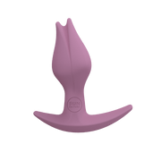 A pink Bootie Slim Anal Plug with an asymmetrical base.