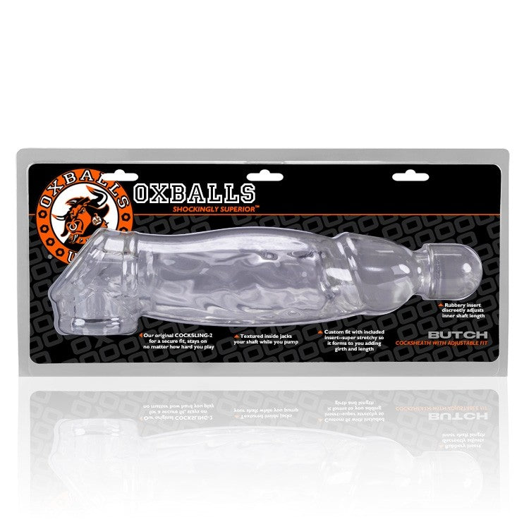 Clear OXBALLS Butch cocksheath with built-in cock sling.