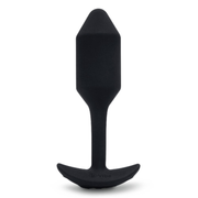 Black silicone vibrating snug plug with a flared base.