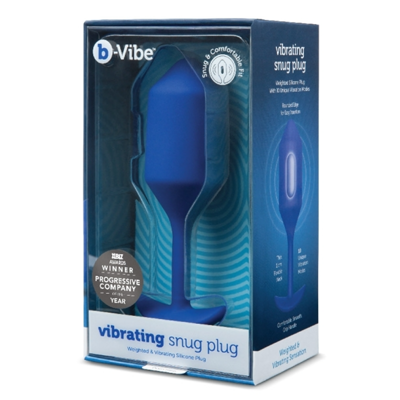Blue b-Vibe vibrating snug plug in navy, made of silicone.