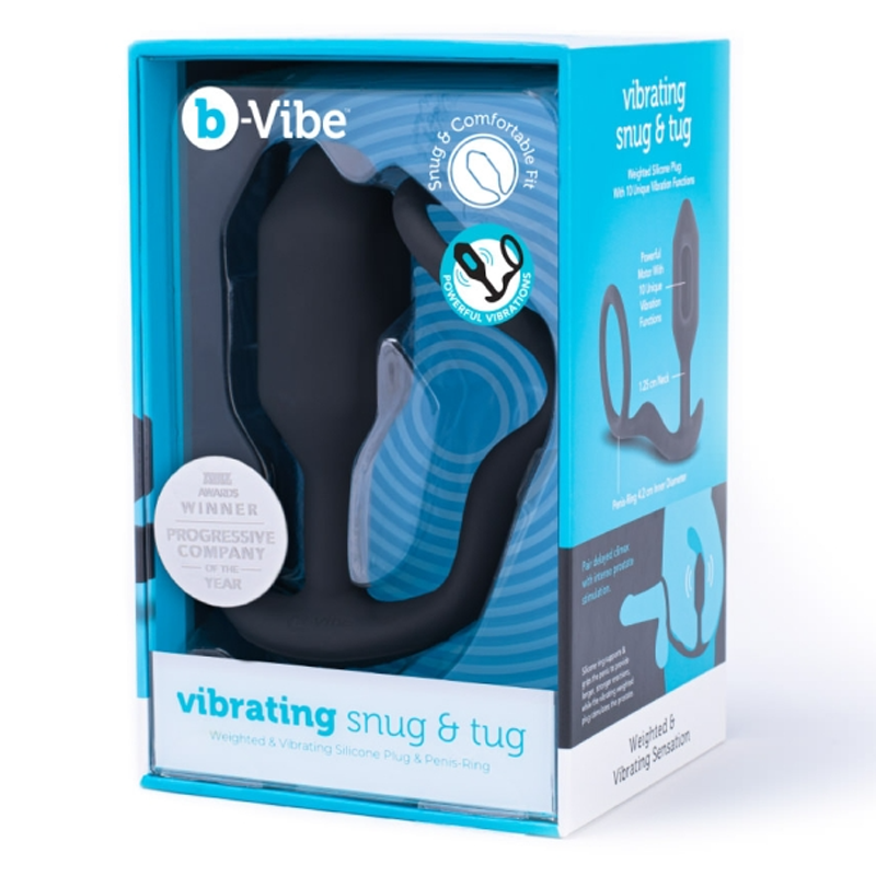 Black b-Vibe vibrating weighted butt plug and penis ring.