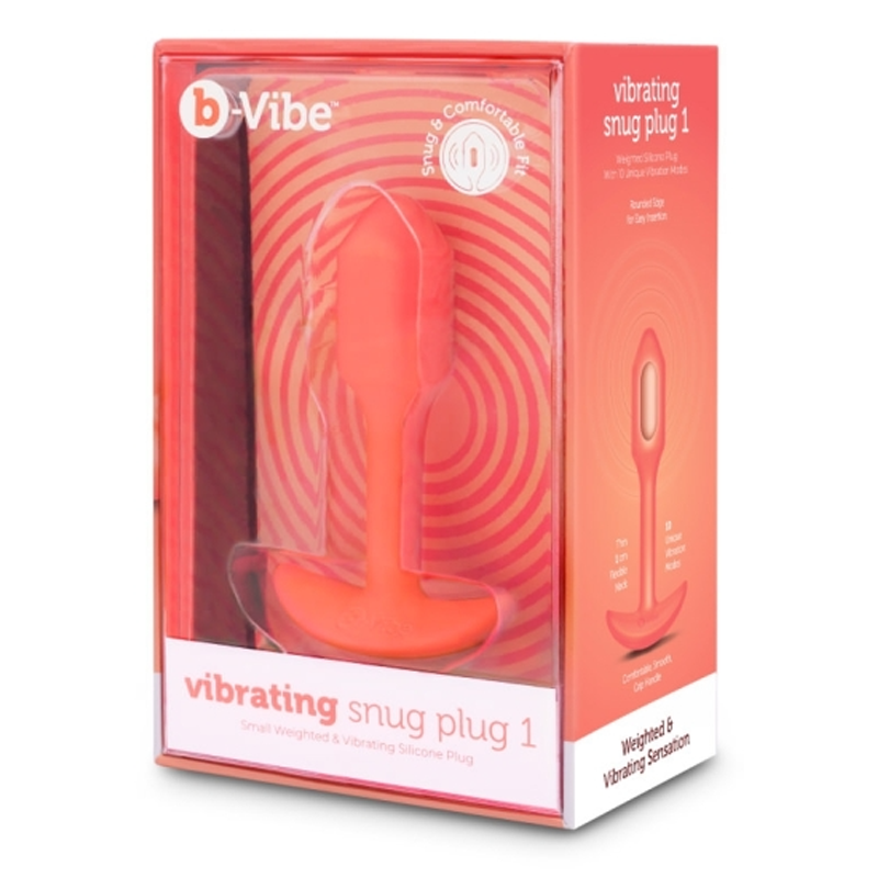 Orange b-Vibe vibrating snug plug in packaging.