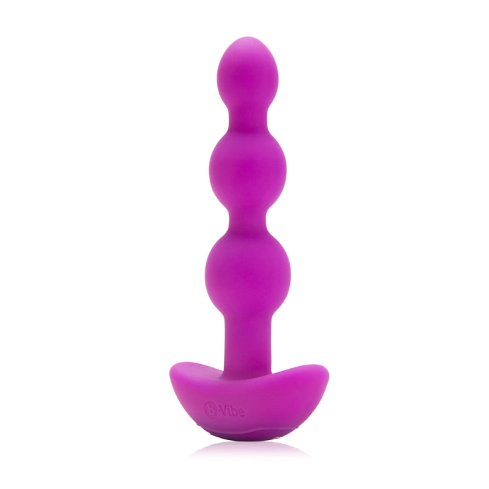 Fuchsia silicone vibrating anal beads with a flared base.