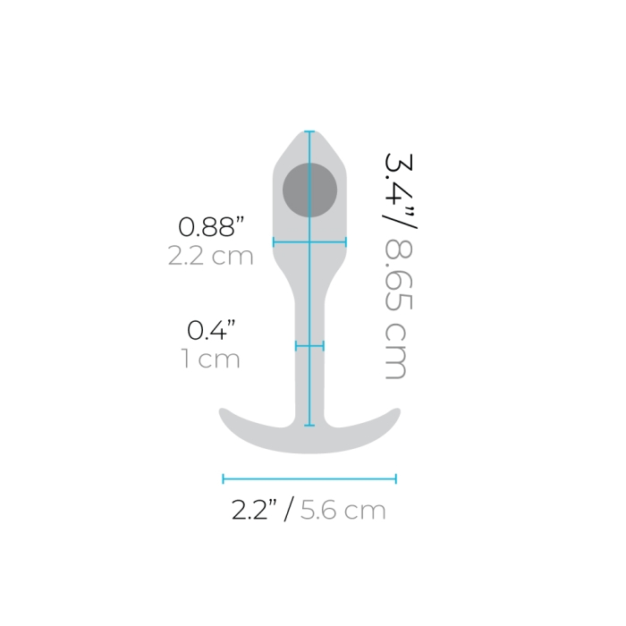 Mint Snug Plug 1 weighted silicone anal butt plug with dimensions.