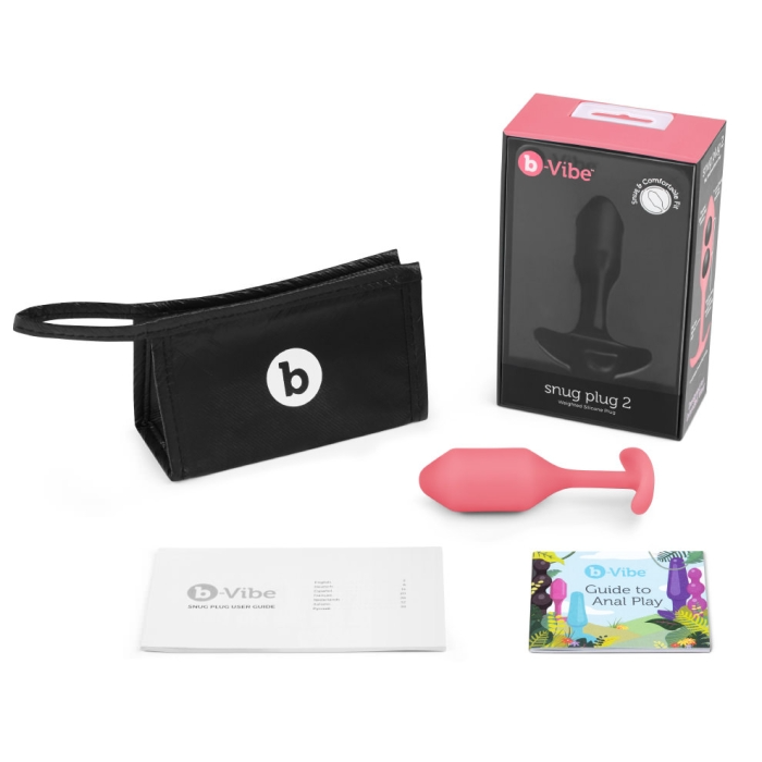 Coral Snug Plug 2 weighted silicone anal plug with accessories.