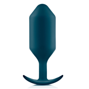 A marine blue weighted silicone anal plug with a tapered head and flared base.