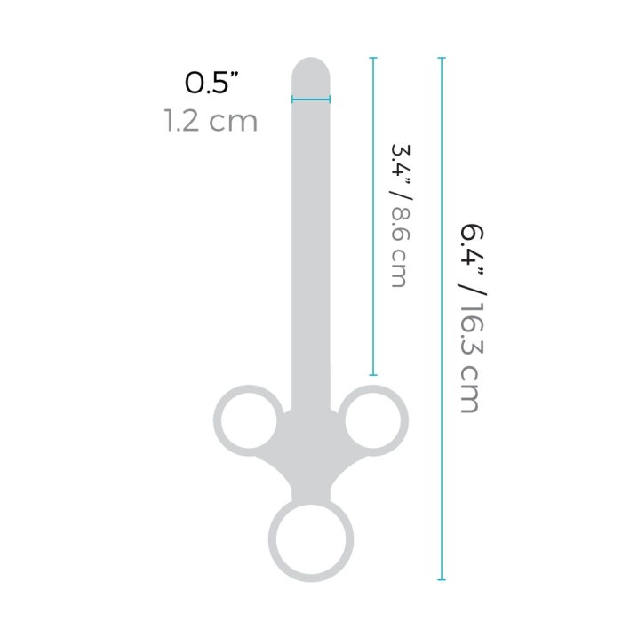 A lube applicator with dimensions 0.5 inch diameter and 3.4 inch insertable length.
