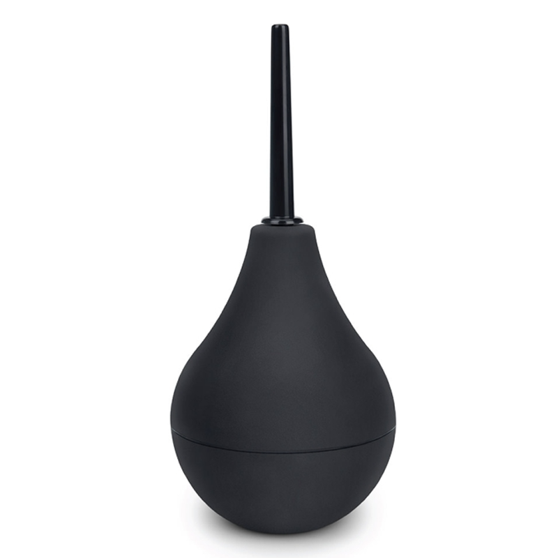 A black enema bulb with a long nozzle.