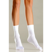White nylon ankle socks with a cuff.