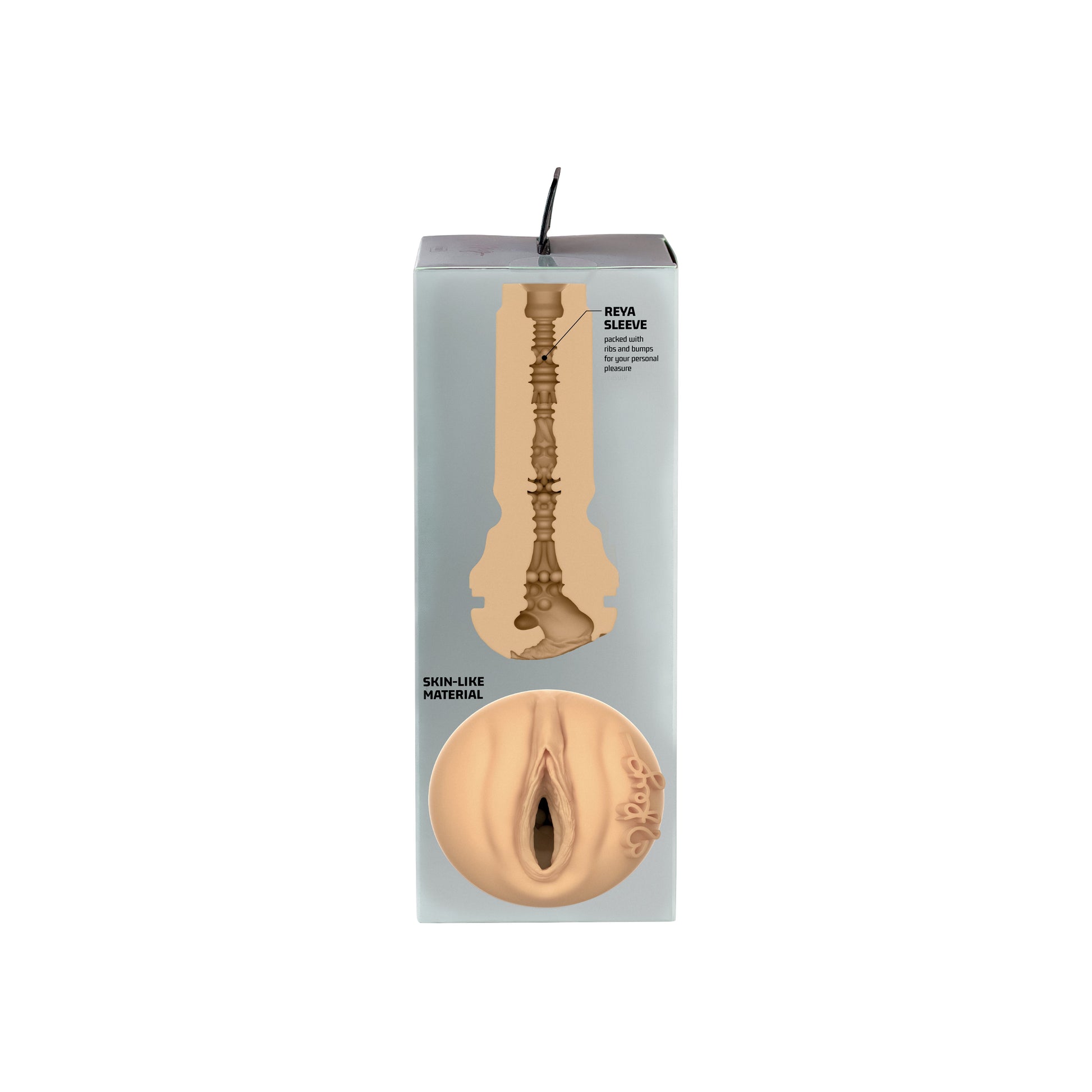Realistic TPE masturbator sleeve with internal ribs and bumps.