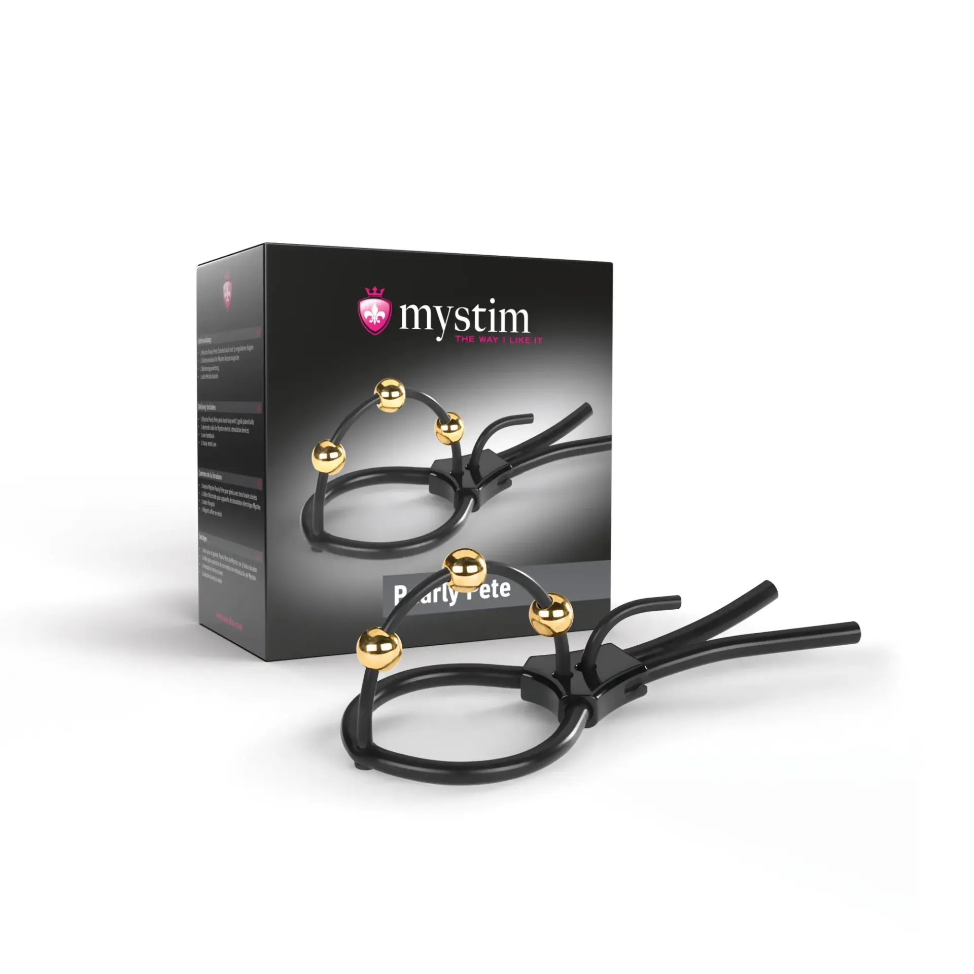 E-Stim Corona Strap with gold plated balls and adjustable slings.