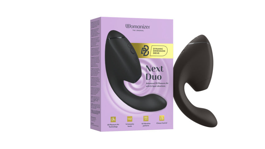 Womanizer Next Duo dual stimulator with 3D Pleasure Air technology.