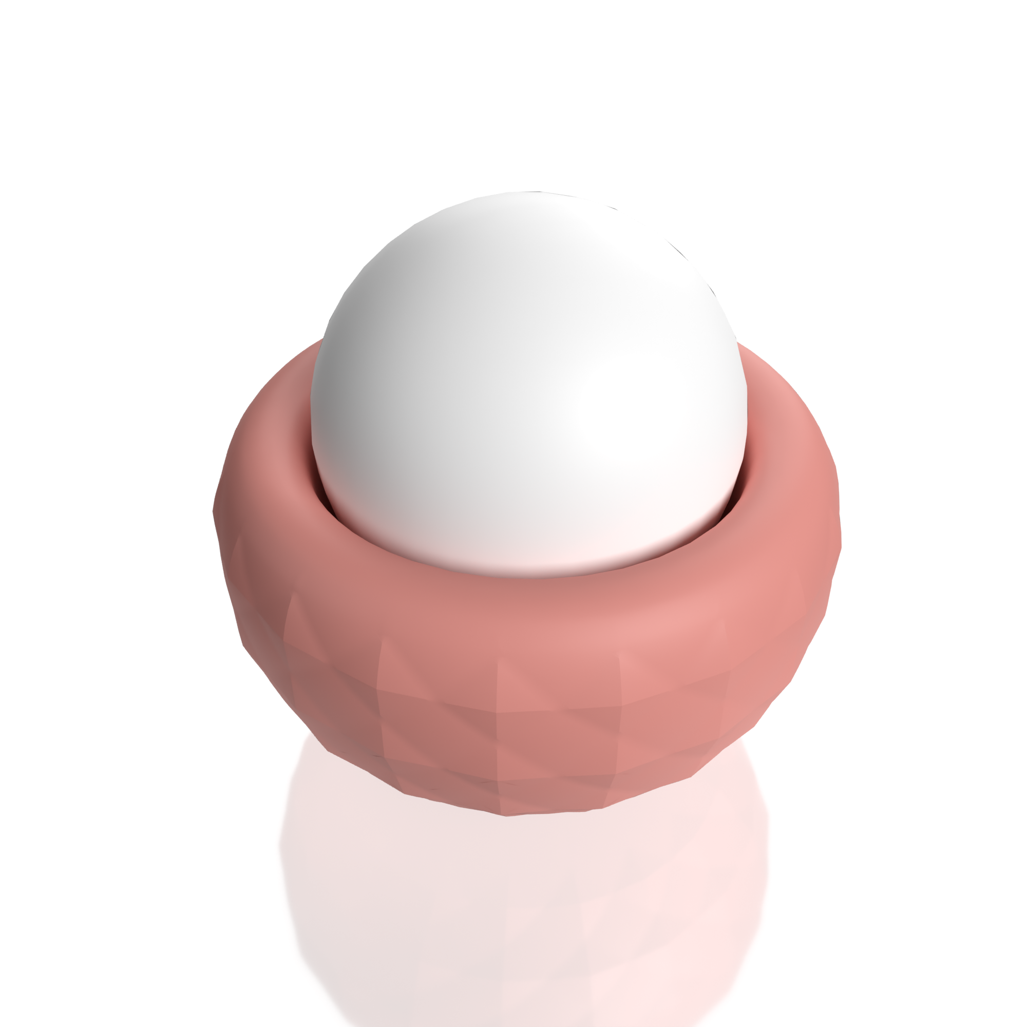 Rechargeable silicone egg vibrator in dusty rose with a textured base.