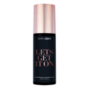 Simply Sexy Pheromone Body Mist in a black bottle with a rose gold cap.
