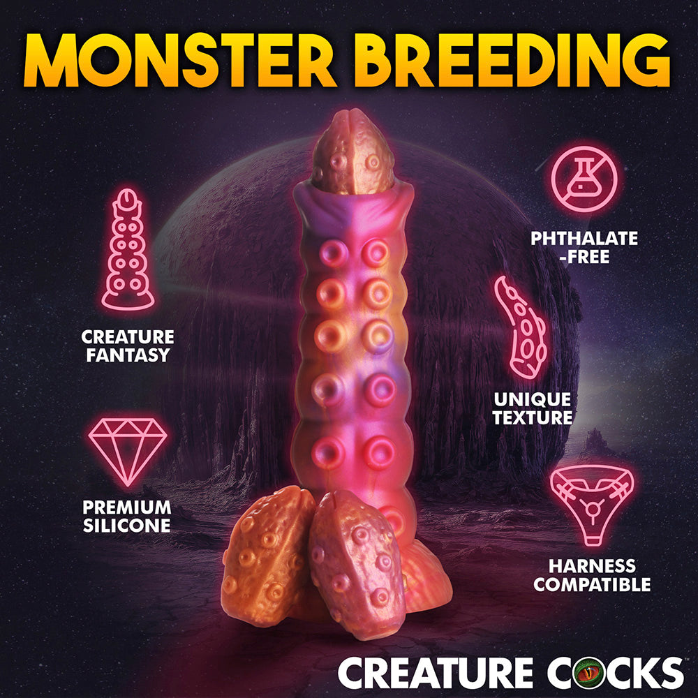 Nymphoid Ovipositor silicone dildo with segmented ribs and alien-inspired design.