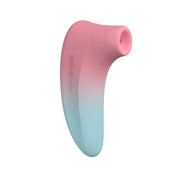 Lovense Tenera 2 clitoral suction stimulator in pink and blue gradient.