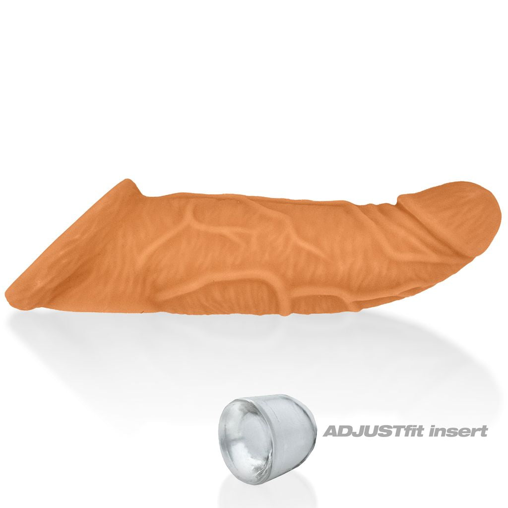 Textured peachy cock sheath with adjustable fit insert.
