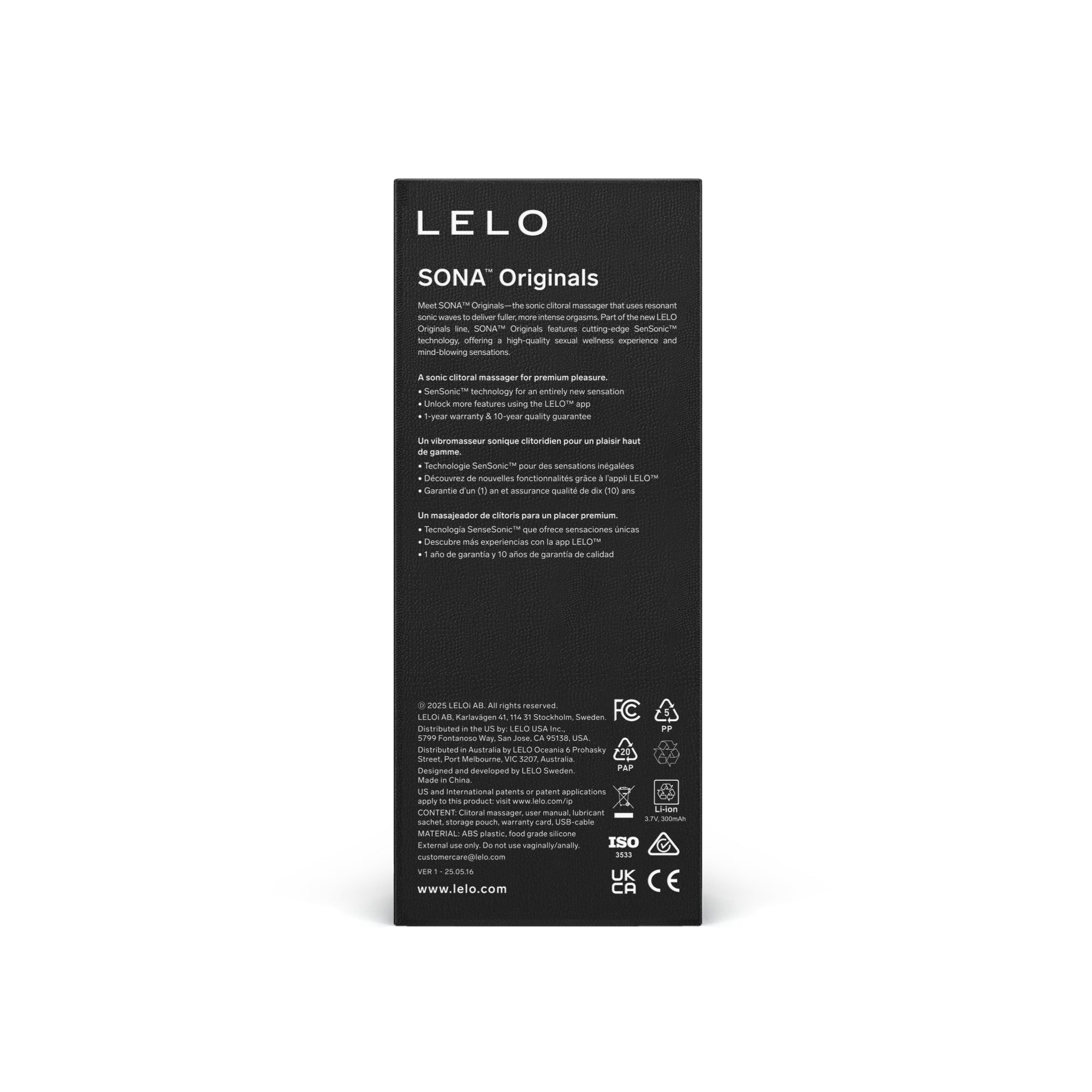 LELO SONA Originals sonic clitoral massager with app control.