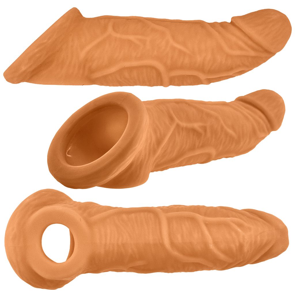 Peachy textured cock sheath with adjustable fit.