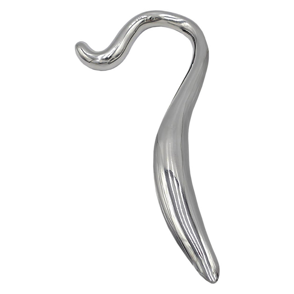 Curved stainless steel hollow wand massager.