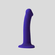 Purple silicone dildo with LED glow light modes and suction base.