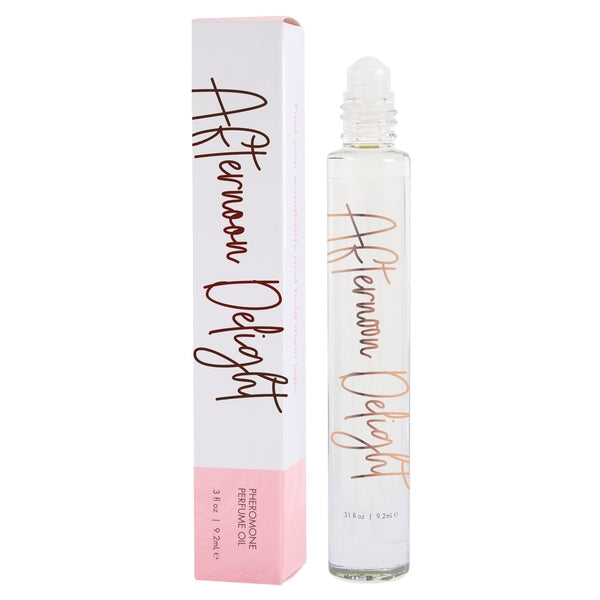 Afternoon Delight Pheromone Perfume Oil roll-on bottle and box.