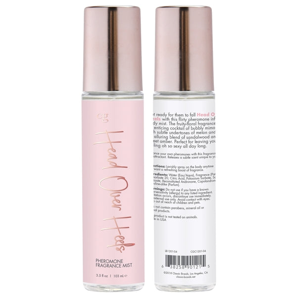Two bottles of Head Over Heels Pheromone Fragrance Mist.