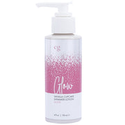 A bottle of CG Glow Vanilla Cupcake Shimmer Lotion in Silver.