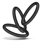 Black silicone cock ring set with three intertwined rings.