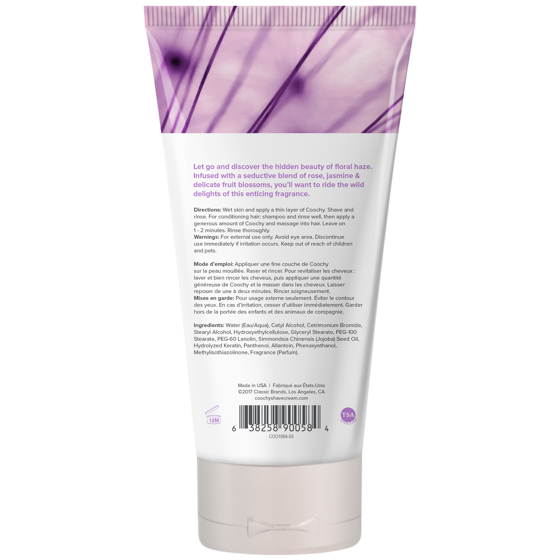 Coochy Floral Haze Shave Cream with rose, jasmine, and fruit blossom scent.