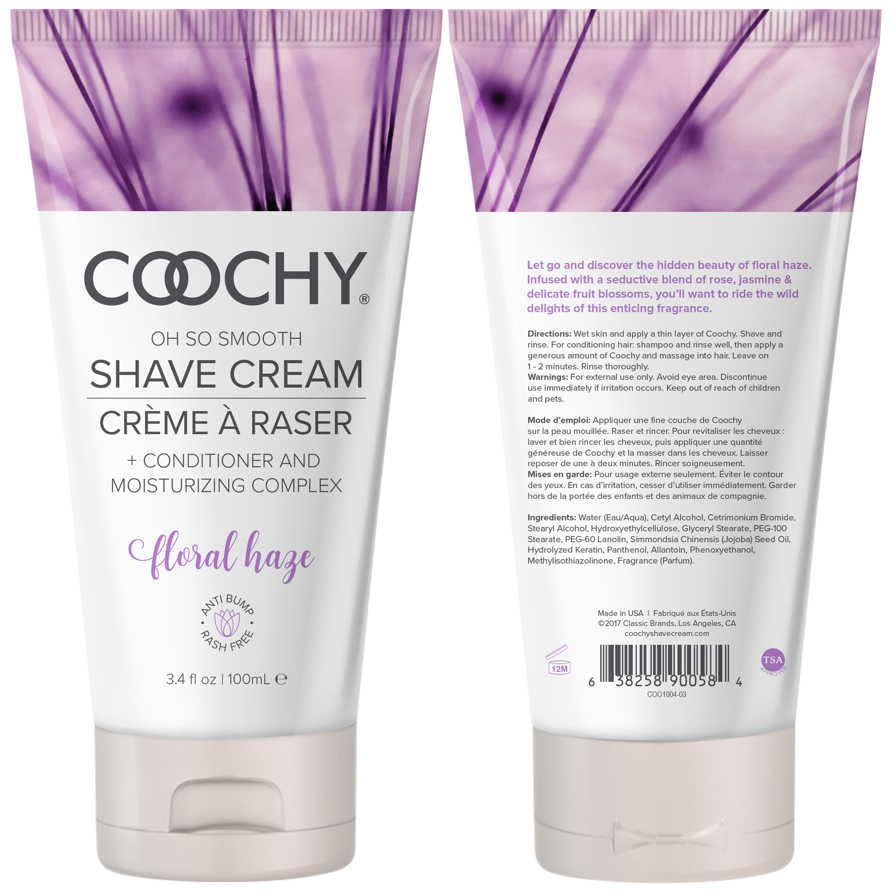 Coochy Floral Haze Shave Cream with conditioner and moisturizing complex.