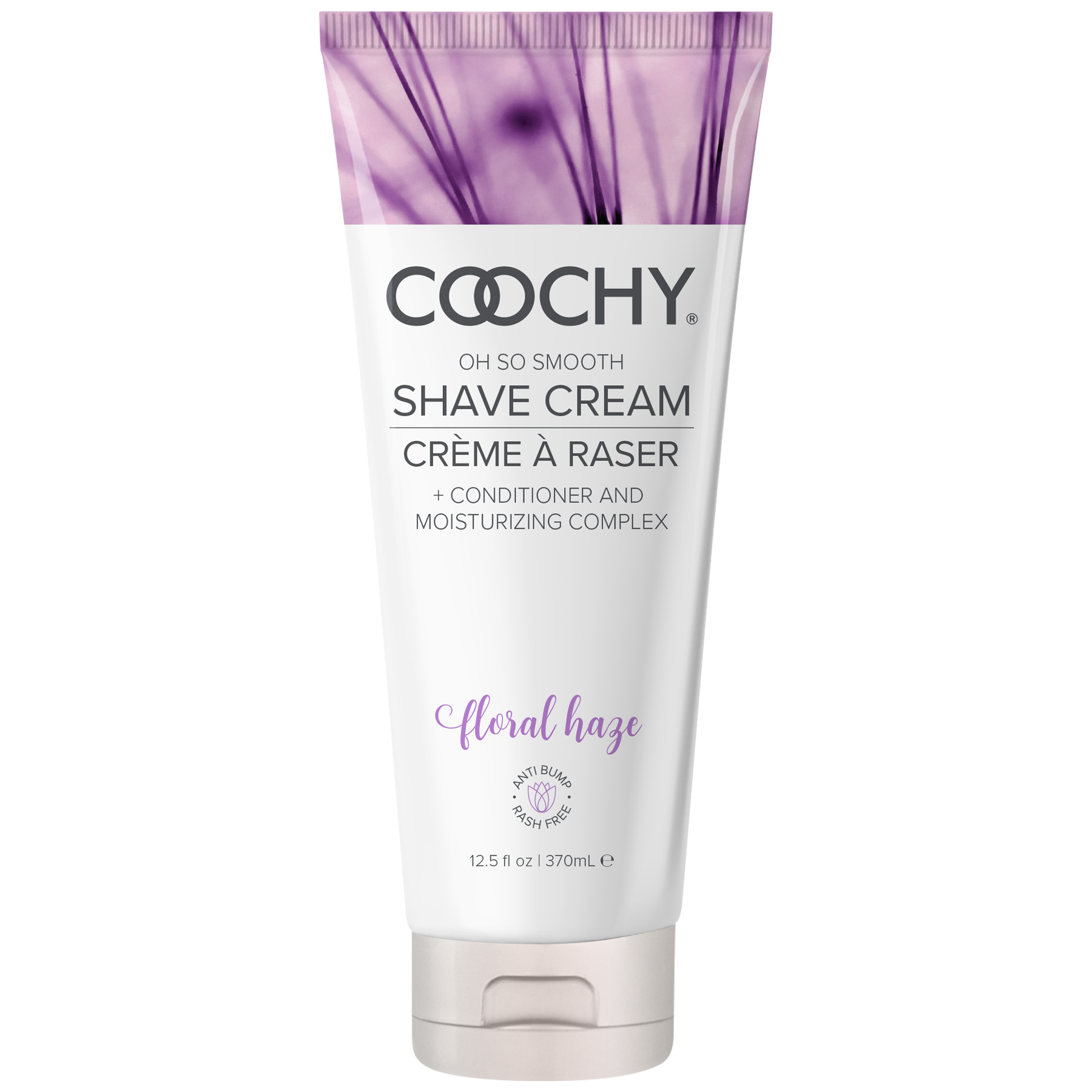 Coochy Floral Haze moisturizing shave cream with anti-bump rash-free icon.