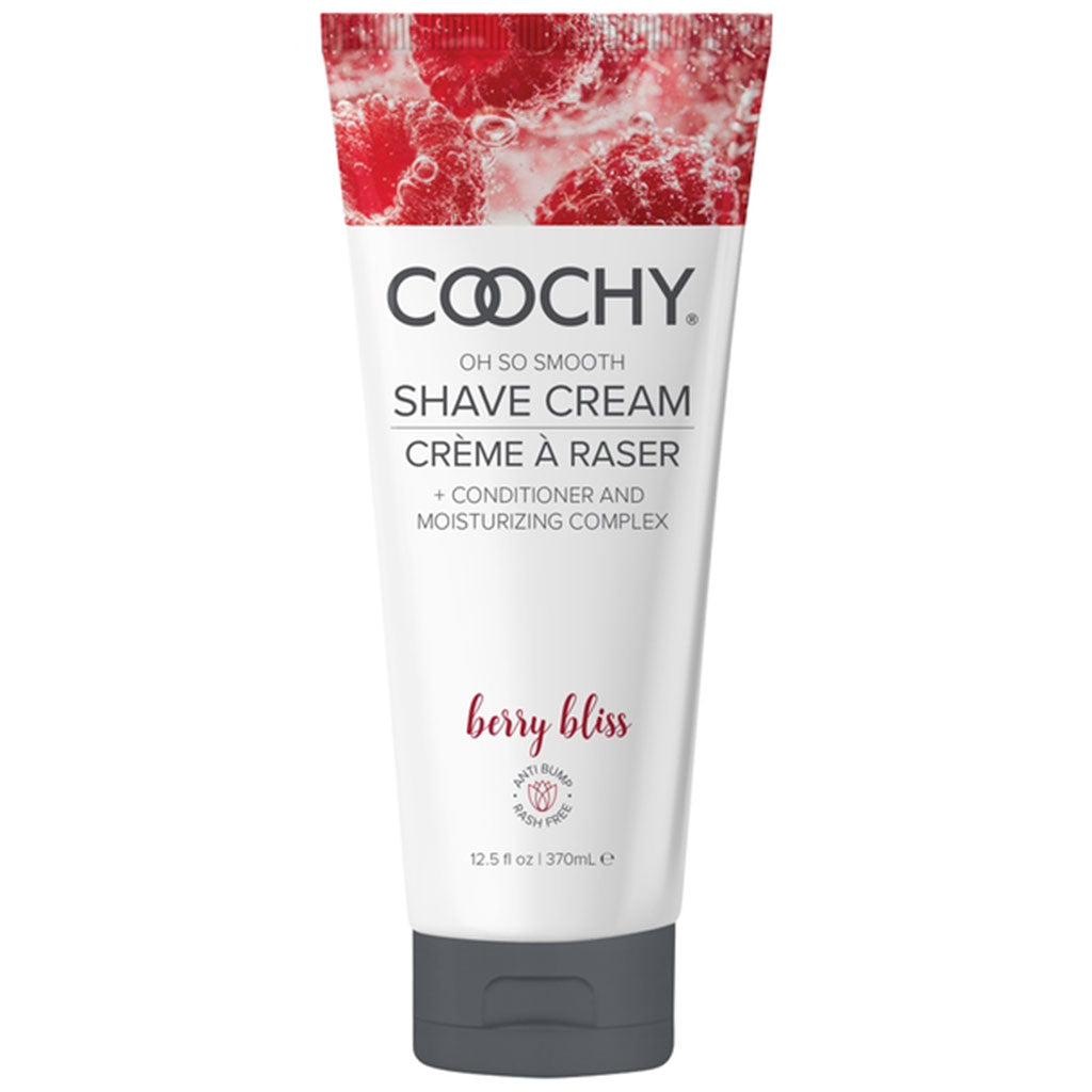 Coochy Berry Bliss moisturizing shave cream with raspberries.