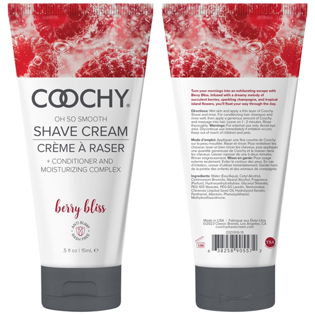 Coochy Berry Bliss shave cream with conditioner and moisturizer.
