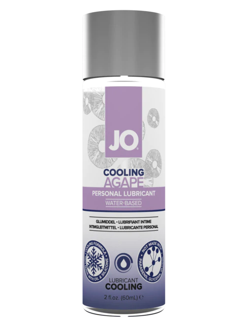 JO Agape Cooling water-based personal lubricant in a 60 mL bottle.