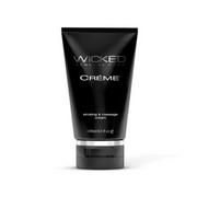Wicked Crème oil-based masturbation cream for men in a black tube.