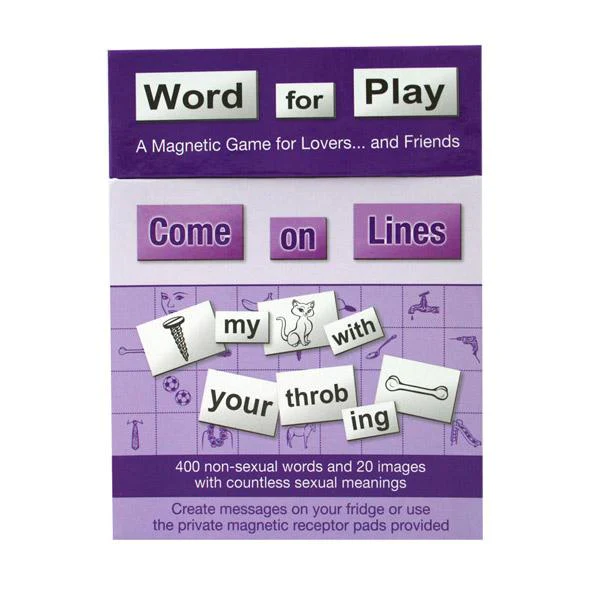 Magnetic word game with "Come on Lines" title and word tiles.