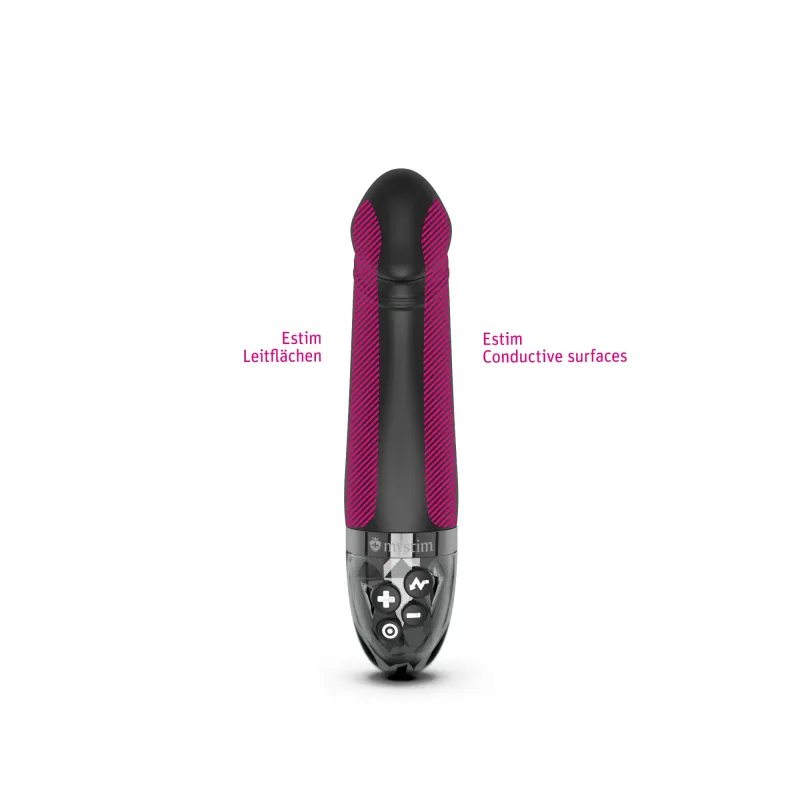 E-Stim vibrator with pelvic floor training, featuring conductive surfaces.