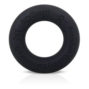 Black liquid silicone cock ring with "Screaming O" and "premium quality" text.