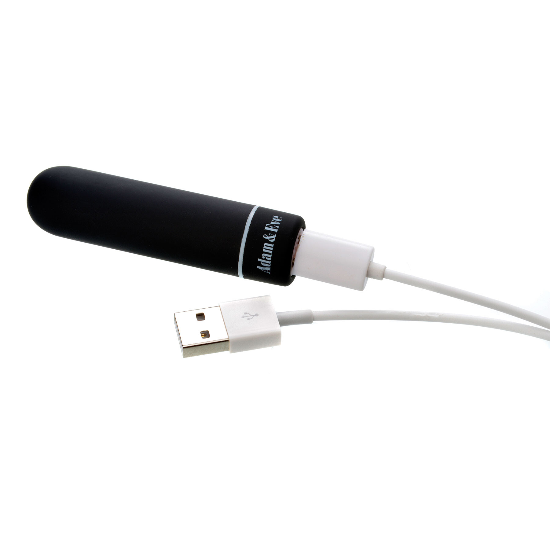 Black vibrating anal plug trainer with USB charging cable.
