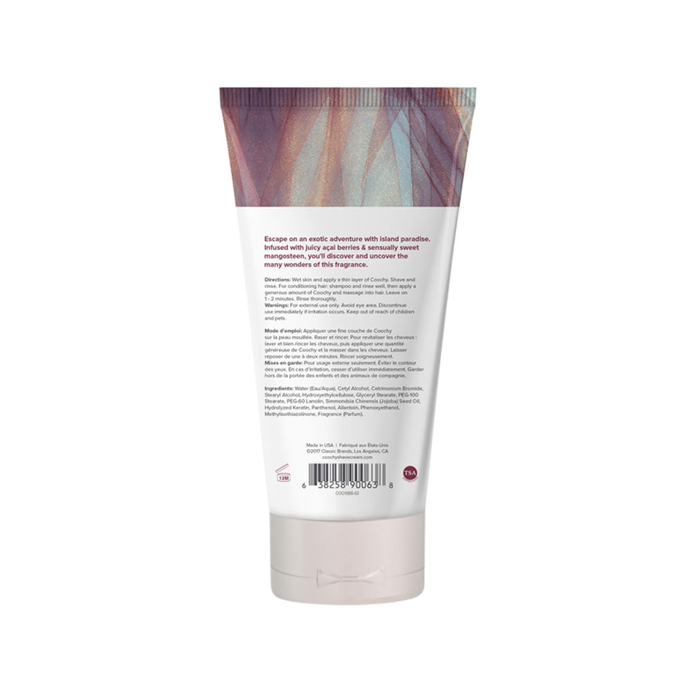 Coochy Island Paradise Moisturizing Shave Cream with acai berry and mangosteen.