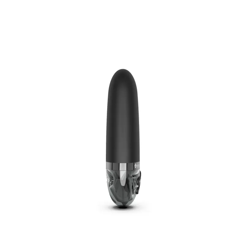 Black vibrator with a clear, faceted base.