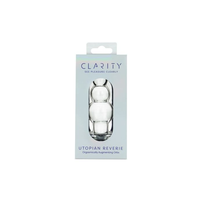 Utopian Reverie glass anal bead toy in packaging.