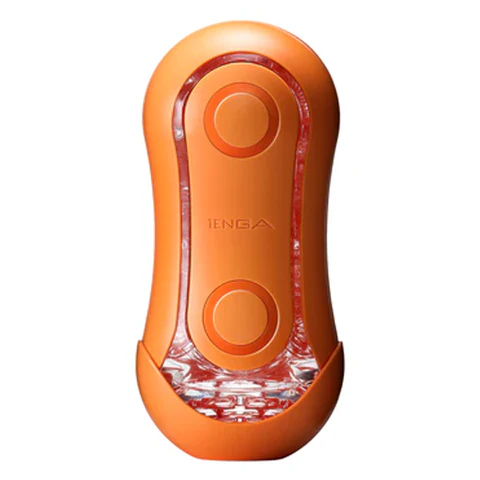 Tenga Flip Orb Sunset Orange reusable male stroker with textured interior.