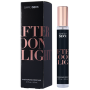 Simply Sexy Afternoon Delight pheromone perfume spray in a black box and bottle.