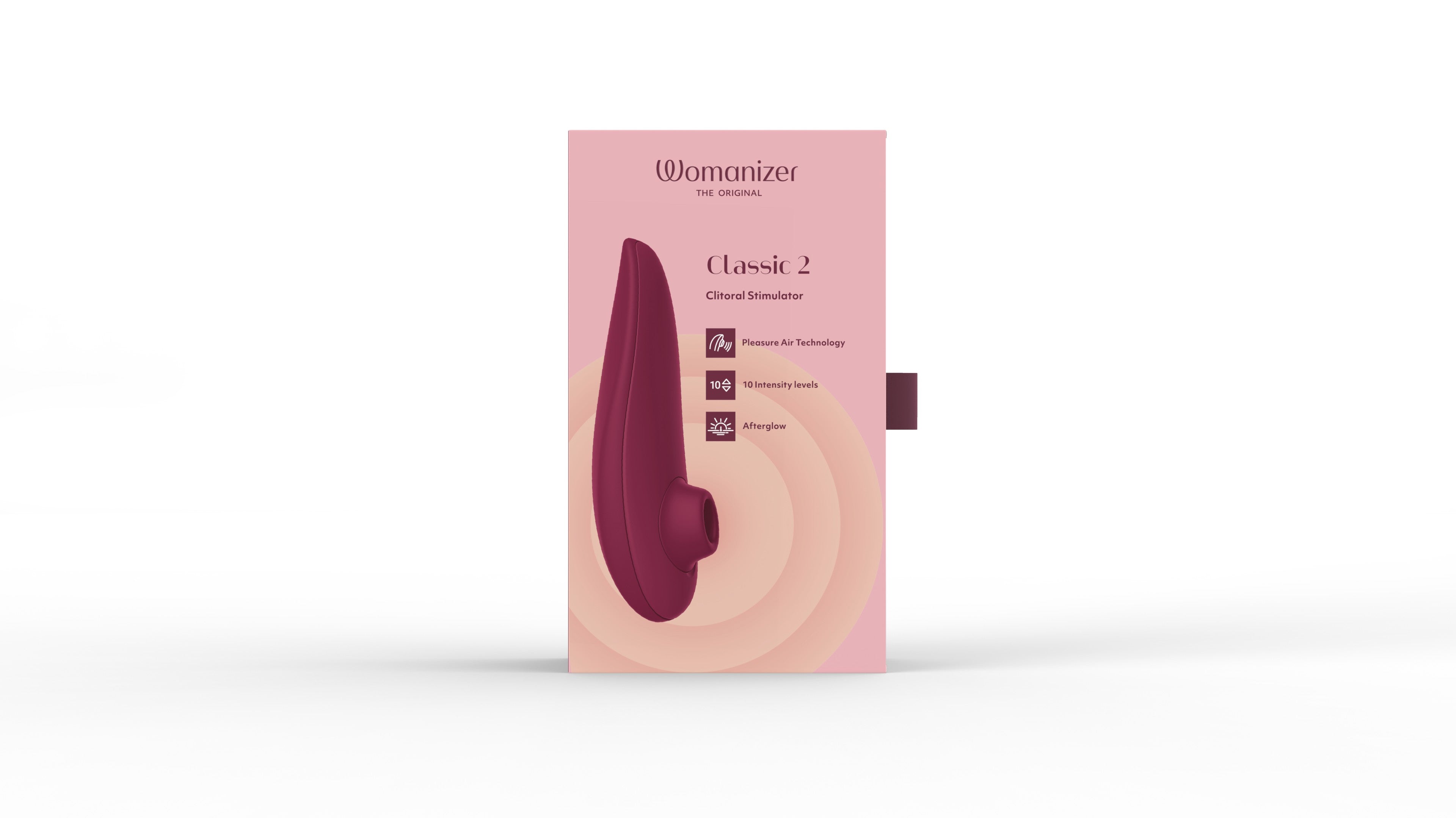 Womanizer Classic 2 clitoral stimulator in bordeaux with Pleasure Air Technology.