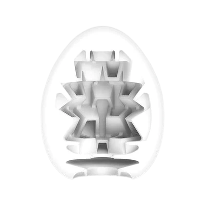 Tenga EGG Boxy male masturbator with textured interior.