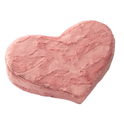 A rose faux fur heart-shaped wedge pillow.